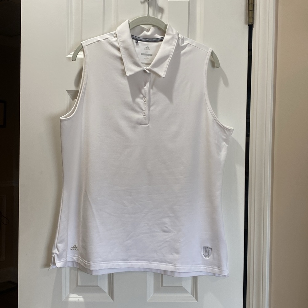 Adidas Women's White sleeveless golf polo shirt